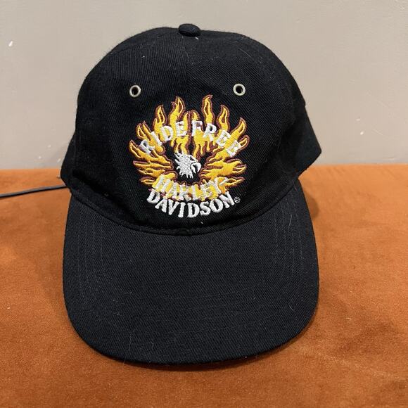 Vintage 90’s Harley Davidson Embroidered Flames Snapback Riders Hat Cap RARE main image 6